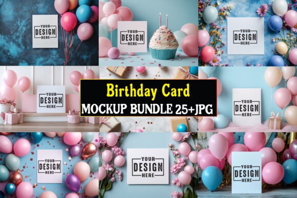 Birthday Card Mockup Bundle 02: Graphics & Product Mockups