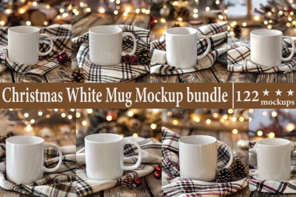 Christmas Cozy Mug Mockup Bundle: Graphics & Product Mockups