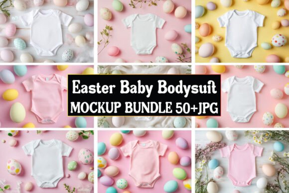 Easter Baby Bodysuit Mockup Bundle 03: Graphics & Product Mockups