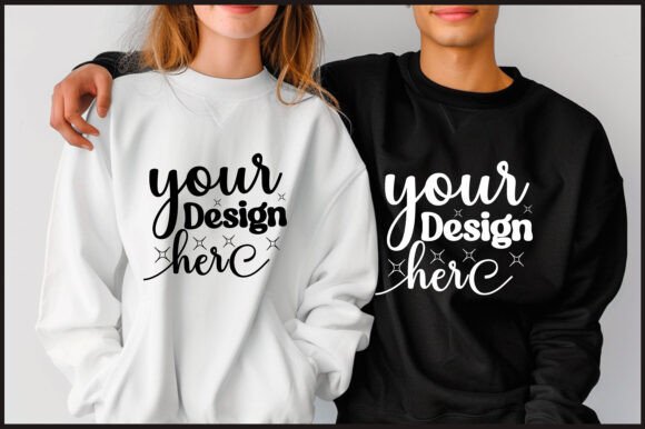 Gildan 18000 Couple Mockup 15: Graphics & Product Mockups