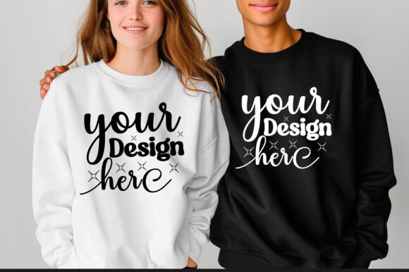Gildan 18000 Couple Mockup 32: Graphics & Product Mockups
