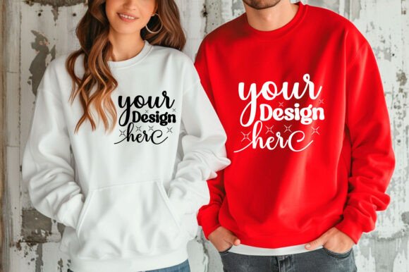 Gildan 18000 Couple Mockup 66: Graphics & Product Mockups