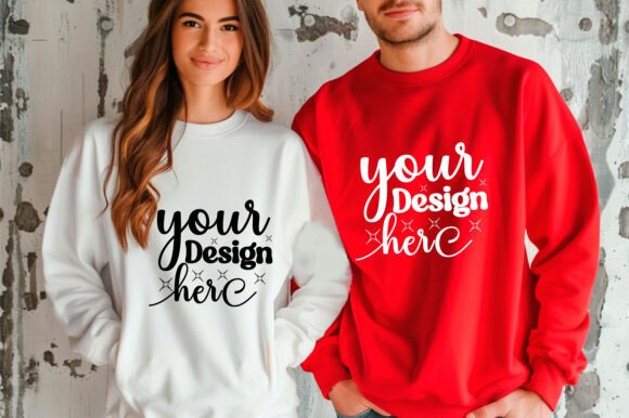 Gildan 18000 Couple Mockup 68: Graphics & Product Mockups